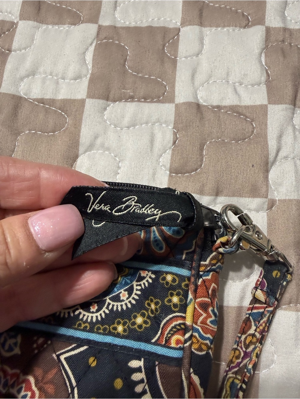 Vera Bradley Floral Quilted Wristlet Wallet - Brown & Navy - Picture 2 of 4